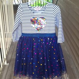 Chenaolt Sequin Heart with Tulle Bottom Dress.